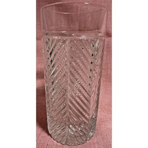 Ralph Lauren Crystal Herringbone Highball Glass 6.25" Tall